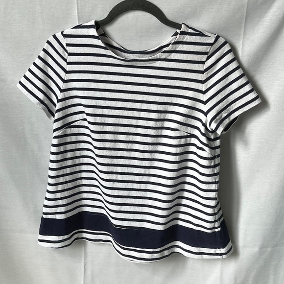 1901 Navy & White Cropped Striped Top - Picture 1 of 12